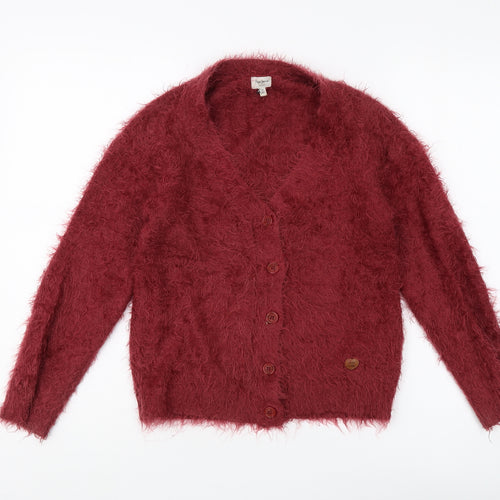 Pepe Jeans Women's Red Cardigan Size 10 V-Neck