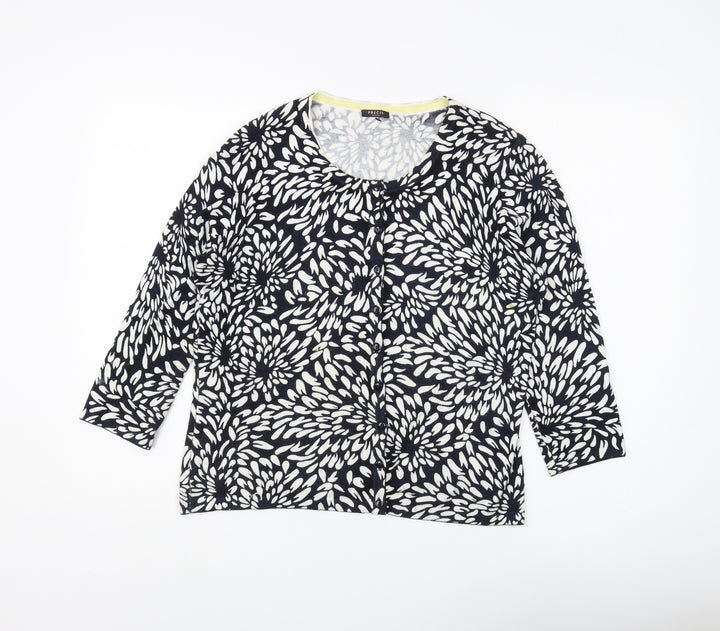 Precis Women's Black Floral Cardigan Medium Petite