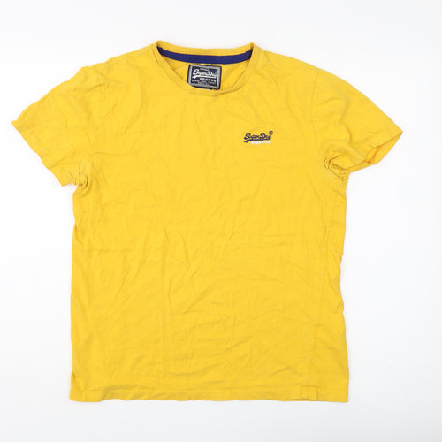 SuperDry Men's Yellow Crew Neck Vintage T-Shirt Large
