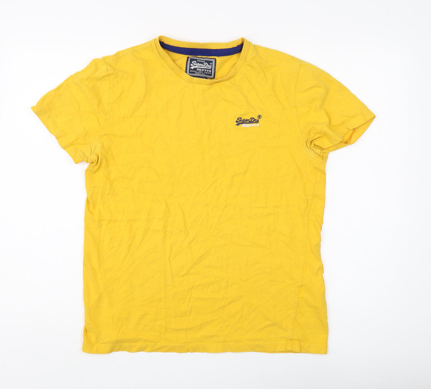 SuperDry Men's Yellow Crew Neck Vintage T-Shirt Large