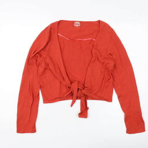 Sandwich Red Women's Cardigan L Tie Front Knit