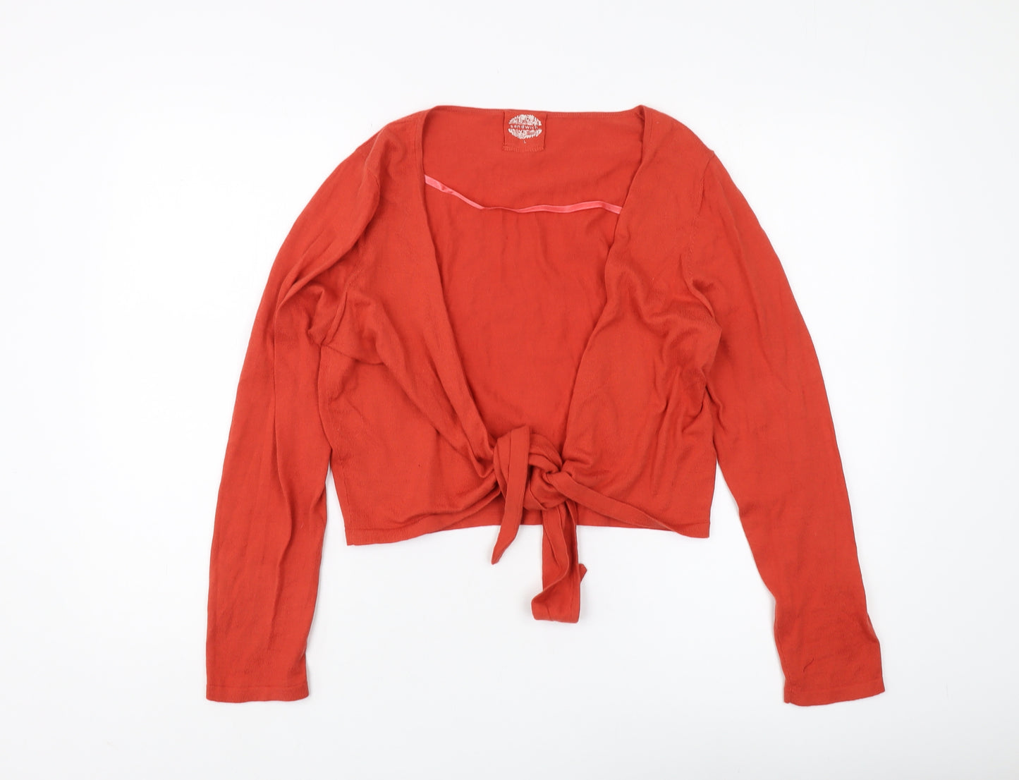 Sandwich Red Women's Cardigan L Tie Front Knit