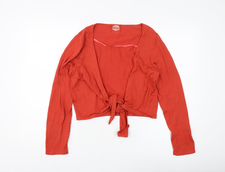 Sandwich Red Women's Cardigan L Tie Front Knit