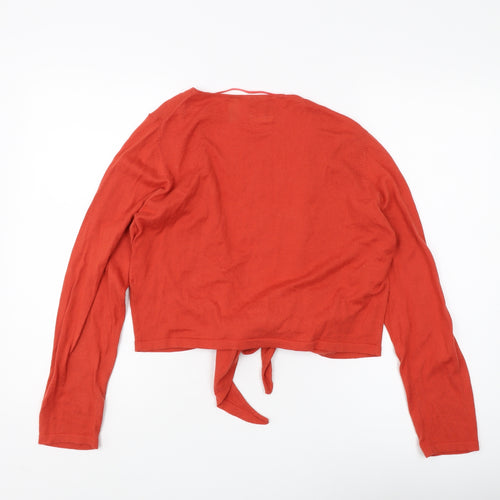 Sandwich Red Women's Cardigan L Tie Front Knit