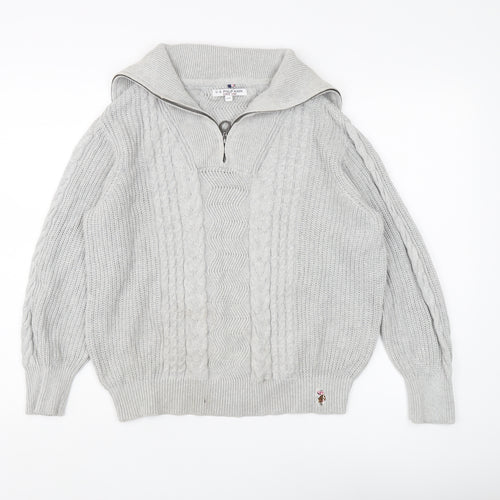 U.S. Polo Assn. Women's Grey Full Zip Jumper, Size 10