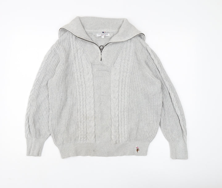 U.S. Polo Assn. Women's Grey Full Zip Jumper, Size 10