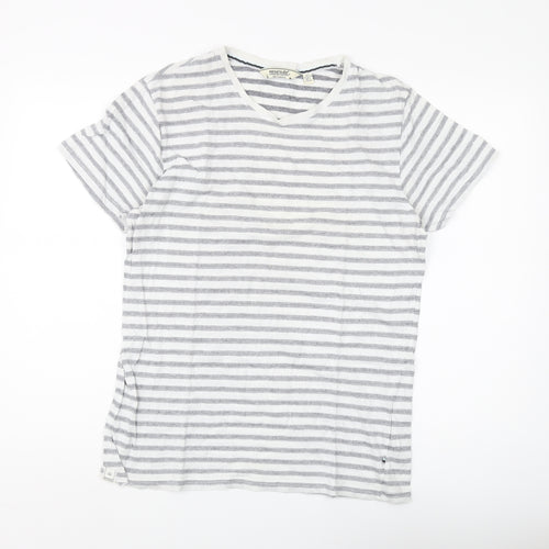 Regatta Men's Grey Striped V-Neck T-Shirt, Size L