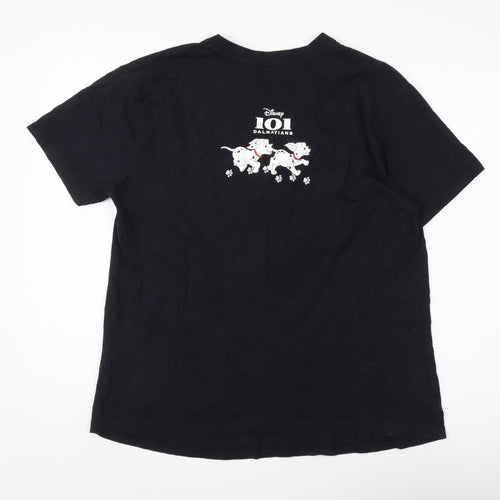 Disney Women's Black 101 Dalmatians T-Shirt, L, Casual