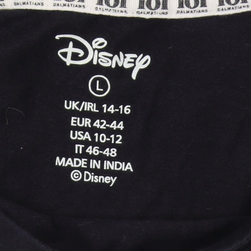 Disney Women's Black 101 Dalmatians T-Shirt, L, Casual