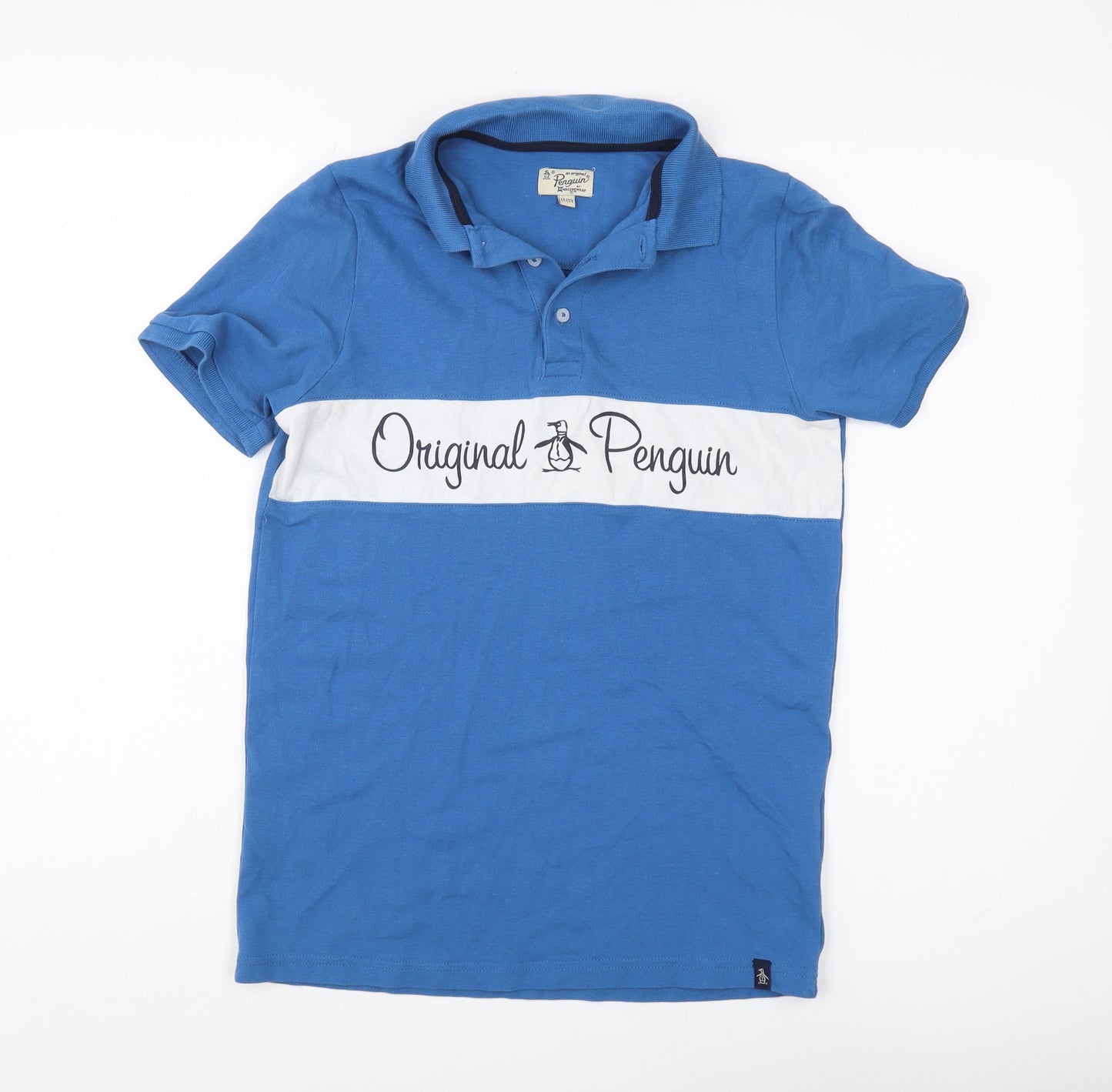 Original Penguin Boys Blue Polo Shirt 12-13 Y Casual Logo