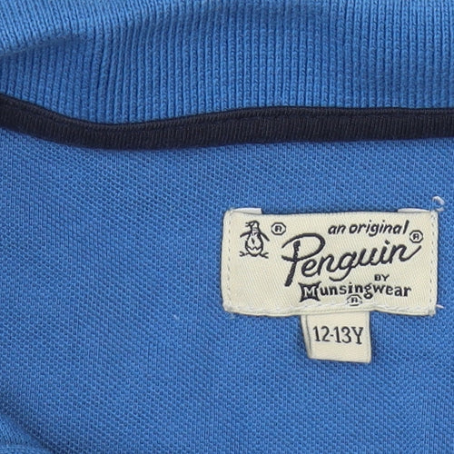 Original Penguin Boys Blue Polo Shirt 12-13 Y Casual Logo