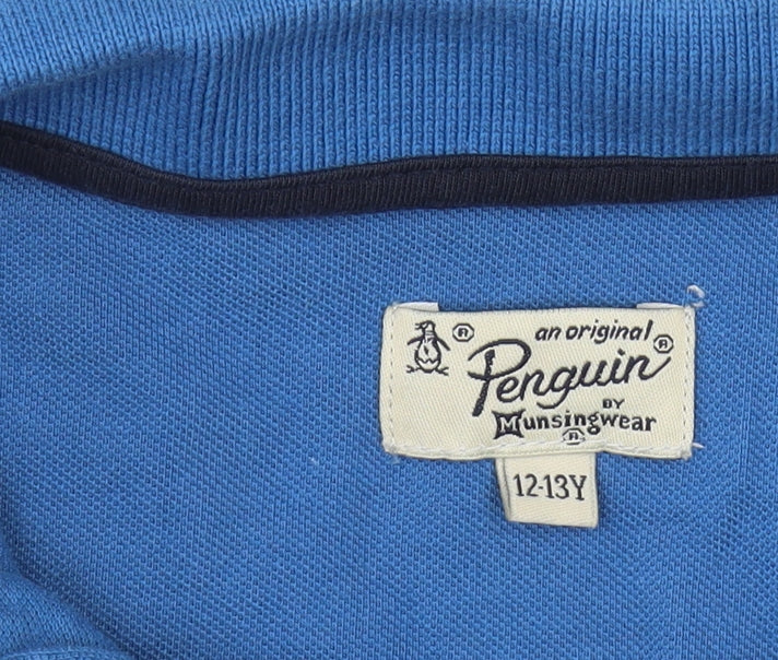 Original Penguin Boys Blue Polo Shirt 12-13 Y Casual Logo
