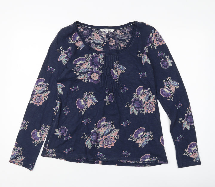 Fat Face Women's Blue Floral Long Sleeve T-Shirt Size 12