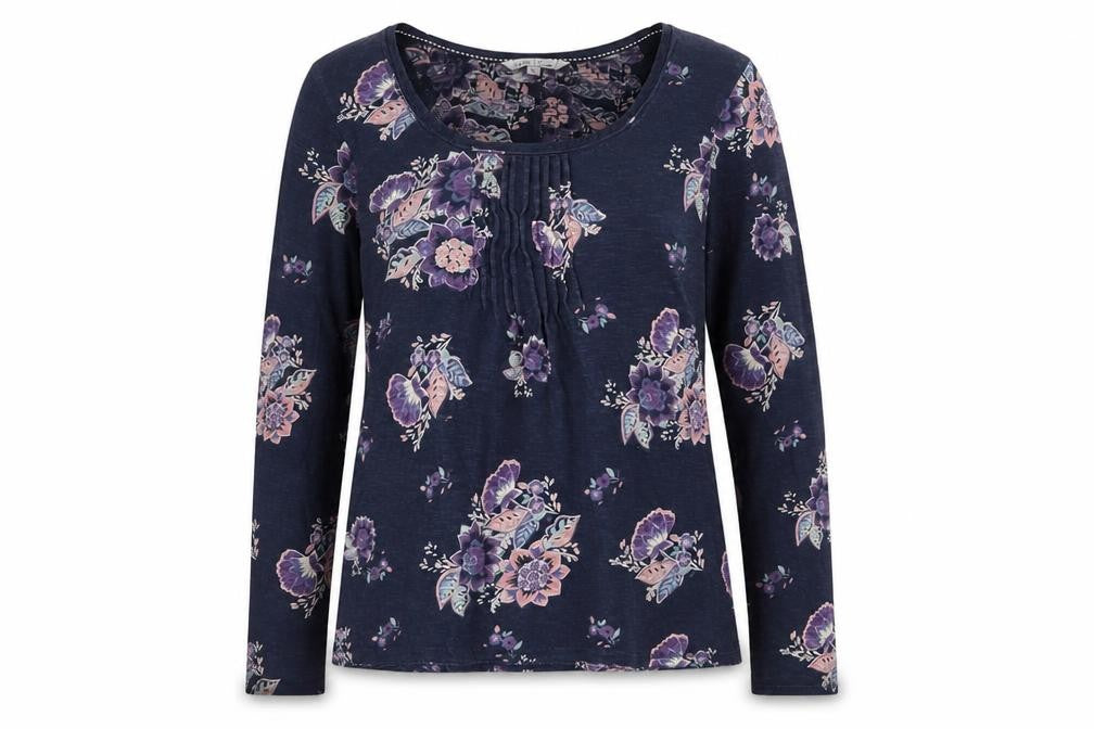 Fat Face Women's Blue Floral Long Sleeve T-Shirt Size 12