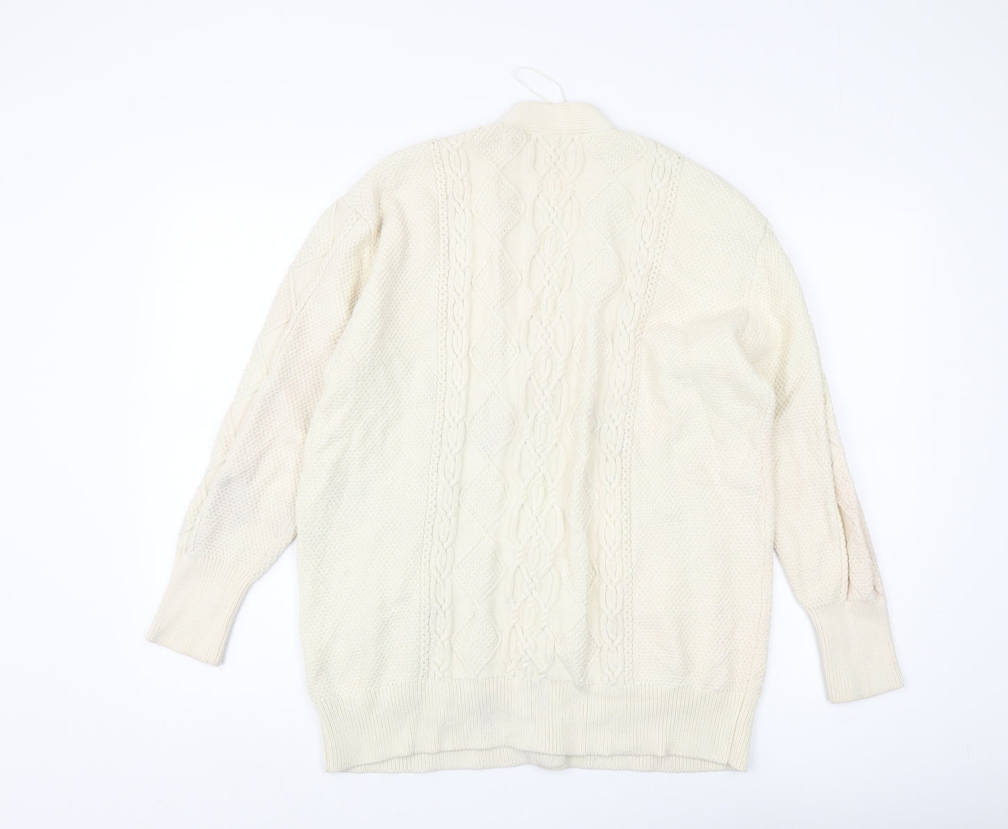 Zara Women's Ivory Cardigan Jumper, S, Cable-Knit