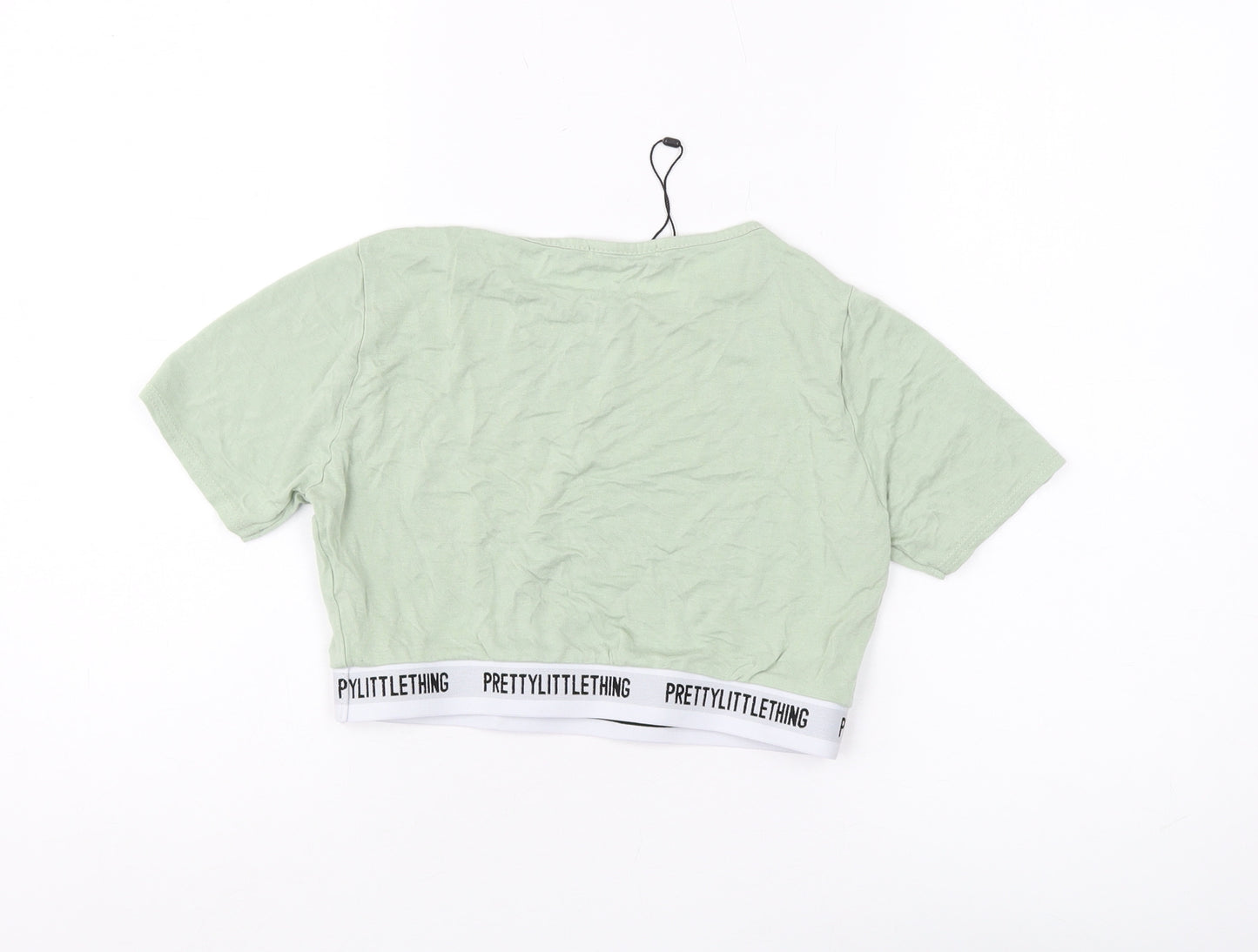 PrettyLittleThing Women's Green Cropped T-Shirt, Size 12