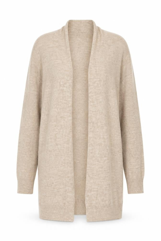 Front view of H&M Women's Beige Cardigan Open-Knit Lightweight XS