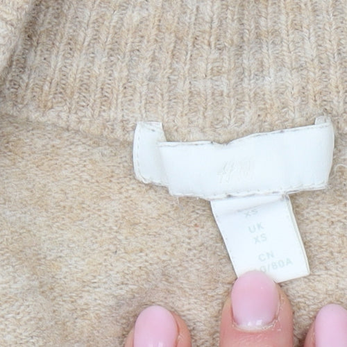 H&M Women's Beige Cardigan Open-Knit Lightweight XS