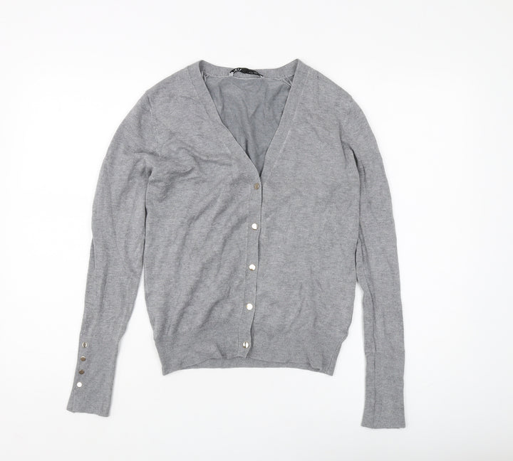 Zara Women’s Grey V-Neck Cardigan Size 12