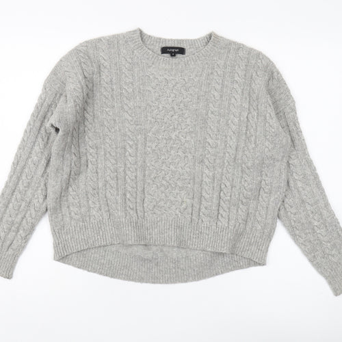 Marks and Spencer Women's Grey Cable-Knit Jumper Size 8