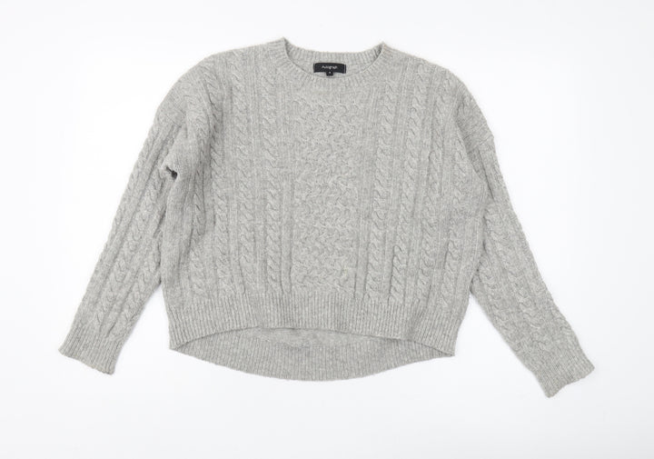 Marks and Spencer Women's Grey Cable-Knit Jumper Size 8