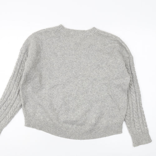 Marks and Spencer Women's Grey Cable-Knit Jumper Size 8