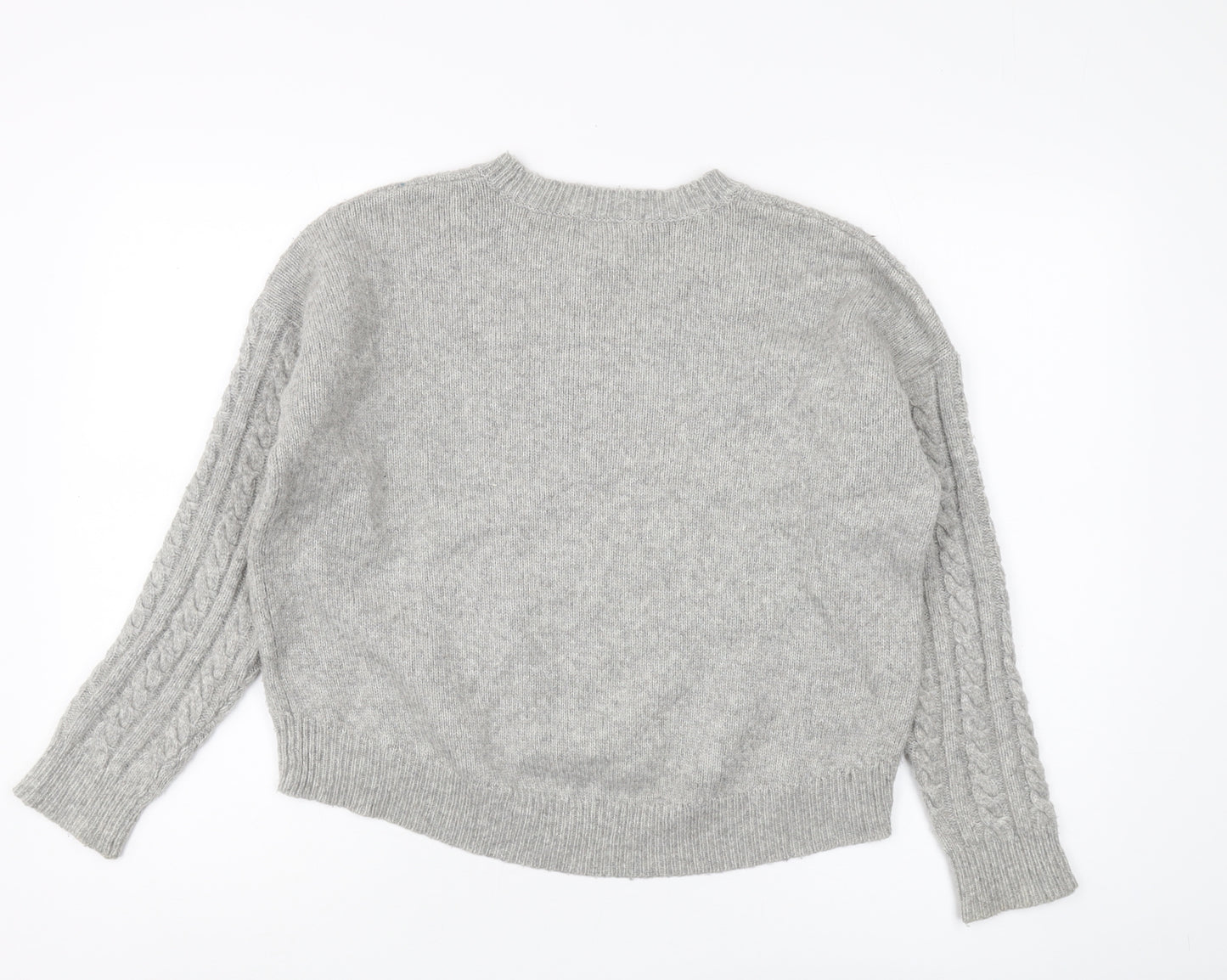 Marks and Spencer Women's Grey Cable-Knit Jumper Size 8