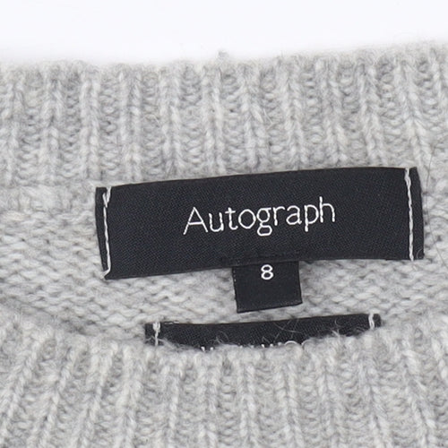 Marks and Spencer Women's Grey Cable-Knit Jumper Size 8