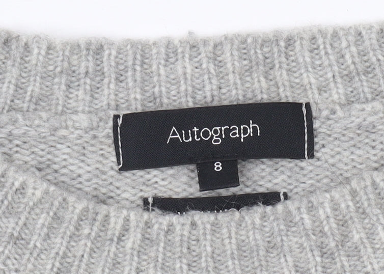Marks and Spencer Women's Grey Cable-Knit Jumper Size 8