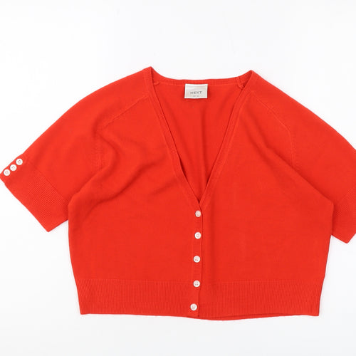 Next Women's Red Cardigan, Size 14, V-Neck, Button Accent