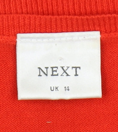 Next Women's Red Cardigan, Size 14, V-Neck, Button Accent