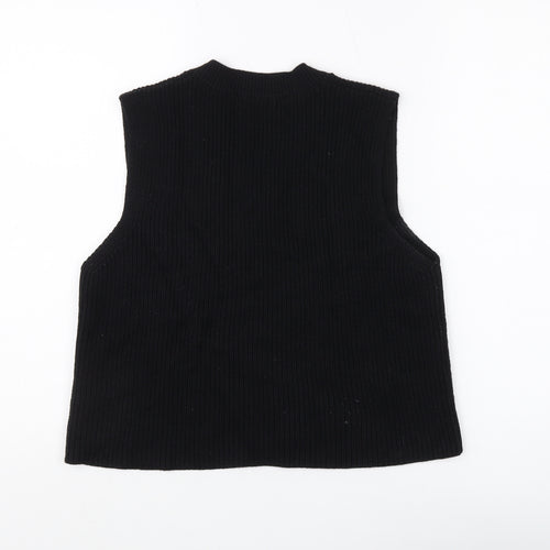 Zara Women's Black Knit Vest M V-Neck Sleeveless Jumper