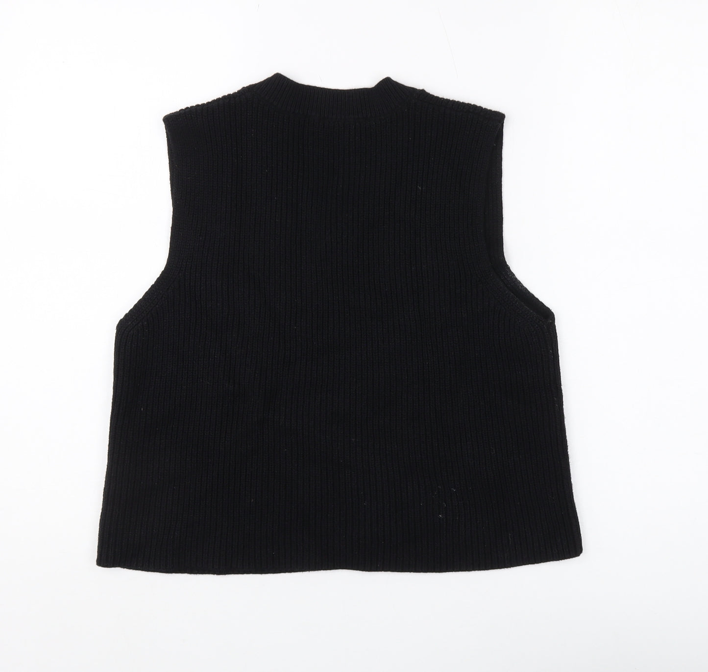 Zara Women's Black Knit Vest M V-Neck Sleeveless Jumper