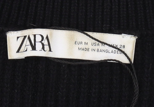 Zara Women's Black Knit Vest M V-Neck Sleeveless Jumper