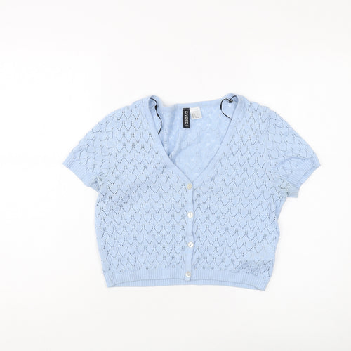 H&M Women's Blue V-Neck Cardigan, Size S