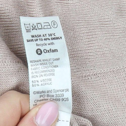 Marks and Spencer Women's Beige Cardigan, Size 8, Cowl Neck