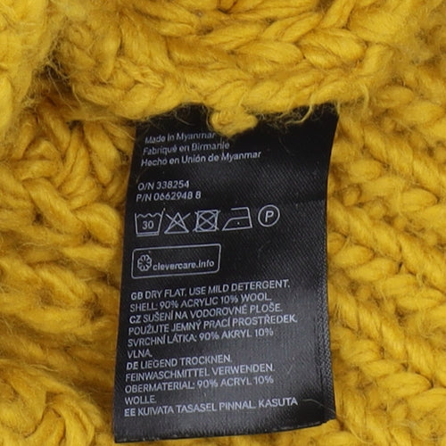 H&M Women's Yellow Roll Neck Chunky-Knit Jumper S