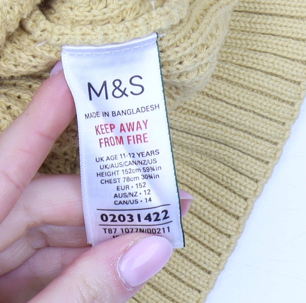 Marks and Spencer Boys Yellow Pullover Jumper 11-12 Years