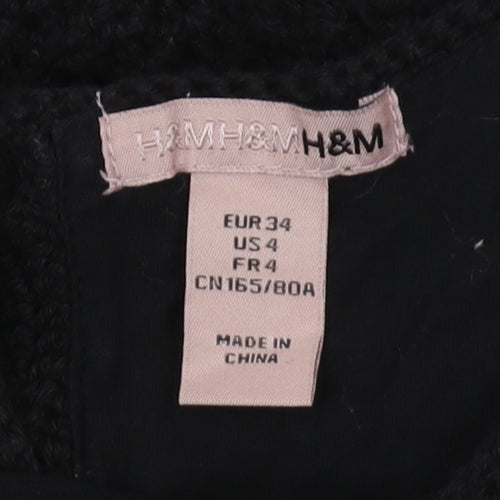 H&M Women's Black Knit Dress Size 6 Casual