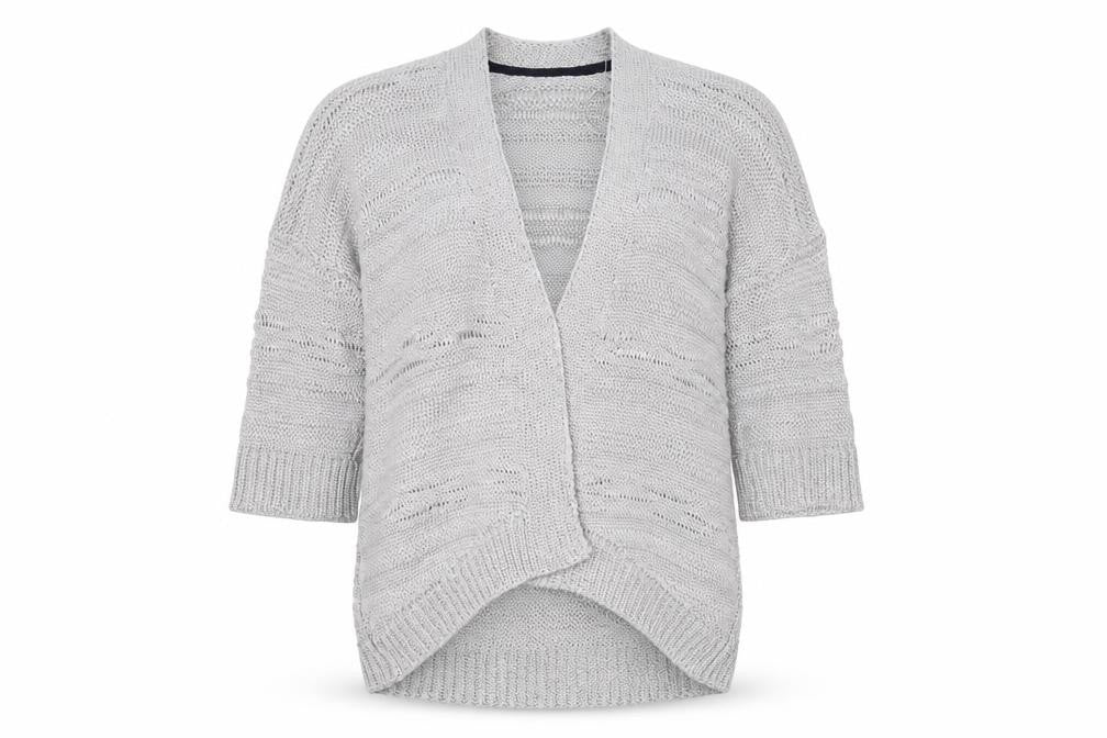Front view of Marks & Spencer Silver Open-Knit Cardigan