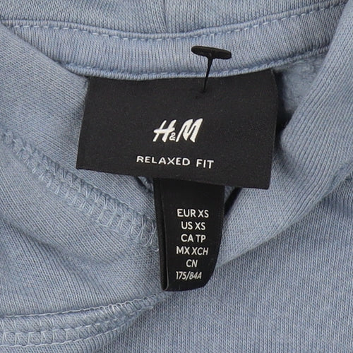 H&M Men's Blue Relaxed Pullover Hoodie XS