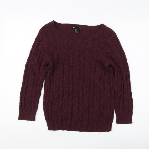 H&M Women's Purple XS Cable Knit Pullover Jumper