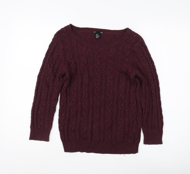 H&M Women's Purple XS Cable Knit Pullover Jumper