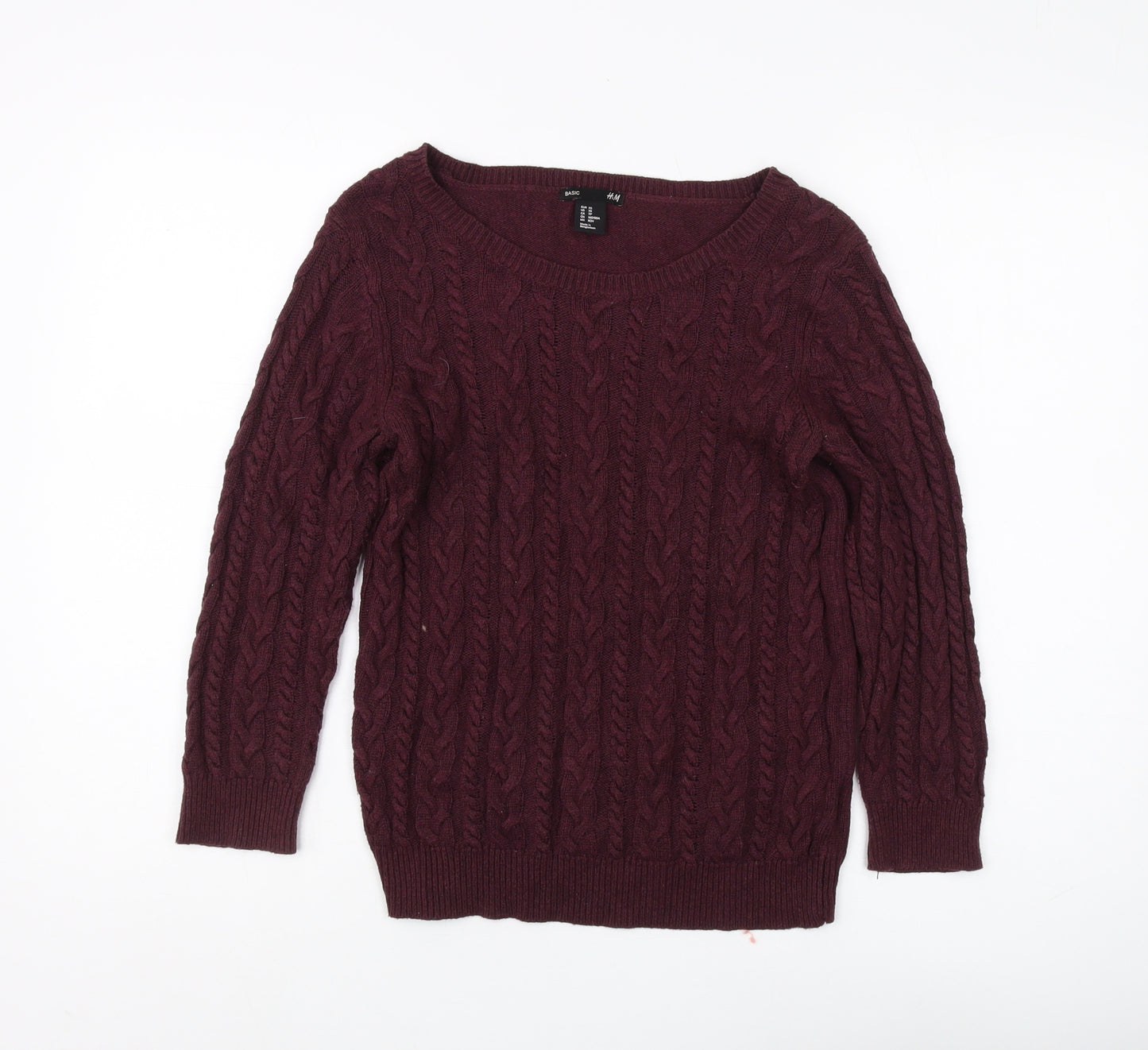 H&M Women's Purple XS Cable Knit Pullover Jumper