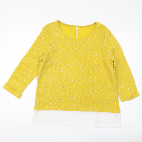 Stella Women's Yellow Polka Dot Pullover Jumper Size 12