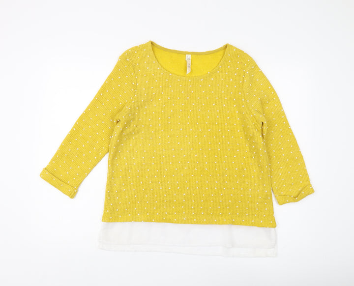 Stella Women's Yellow Polka Dot Pullover Jumper Size 12