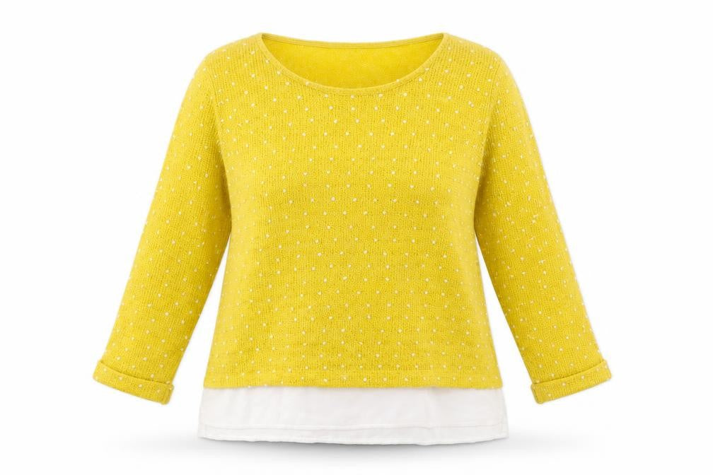 Front view of Stella Women's Yellow Polka Dot jumper, size 12