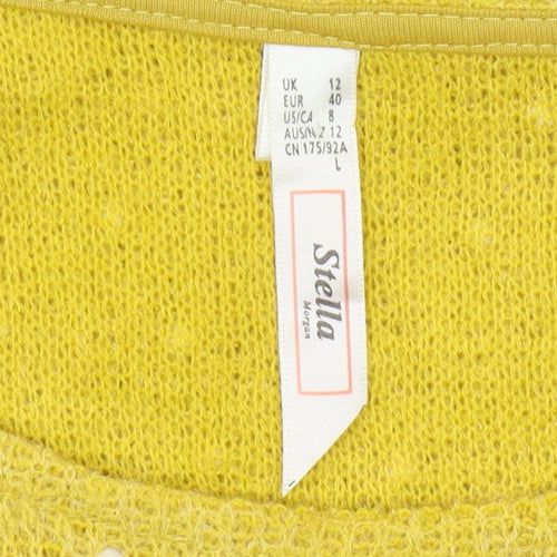 Stella Women's Yellow Polka Dot Pullover Jumper Size 12