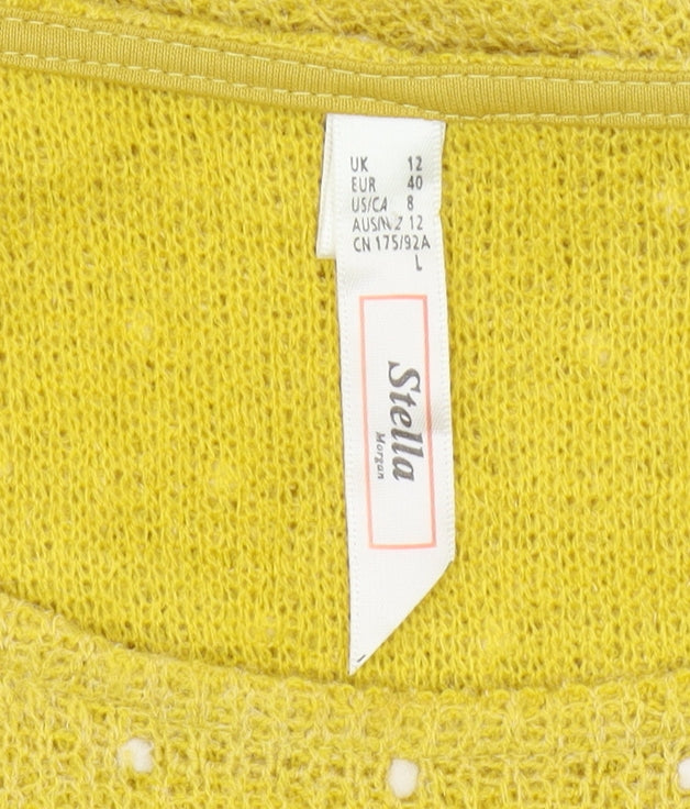 Stella Women's Yellow Polka Dot Pullover Jumper Size 12