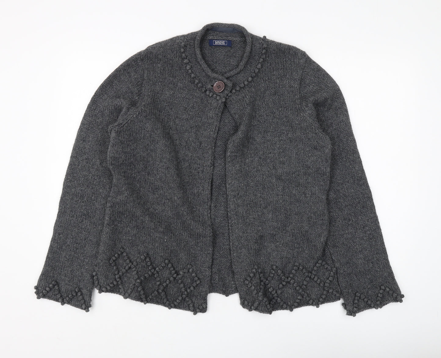 Debenhams Women's Grey Cardigan, Size 14, Round Neck